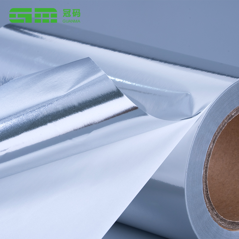 Błyszczący srebrny papier samoprzylepny PP o gramaturze 50 mikronów z klejem do opon