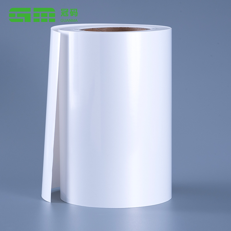 60-milimetrowe, błyszczące, białe, samoprzylepne etykiety PP, papierowe duże rolki z usuwalnym klejem